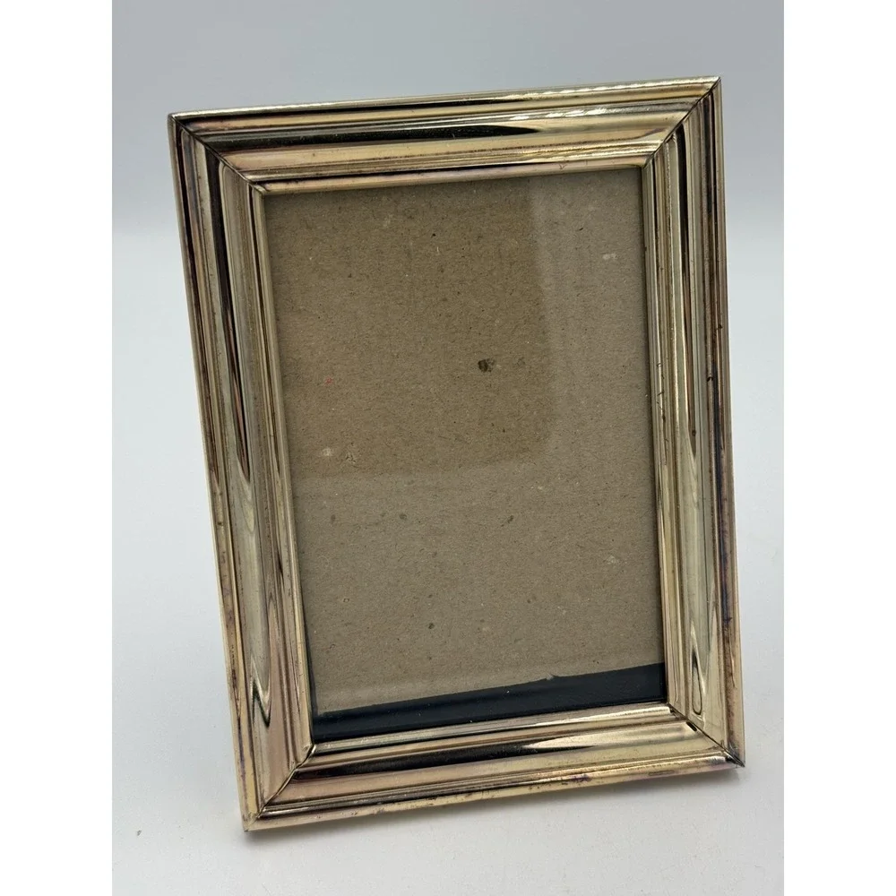 Vintage Gold Tone Metal Picture Frame 3x5 Beveled Tabletop